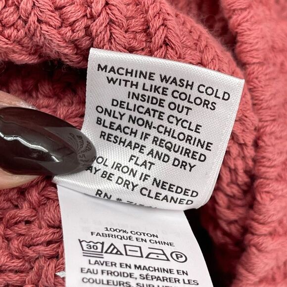 L.L. Bean Signature Women’s Pink Cotton Fisherman V-Neck Tunic Sweater Small - Picture 10 of 12